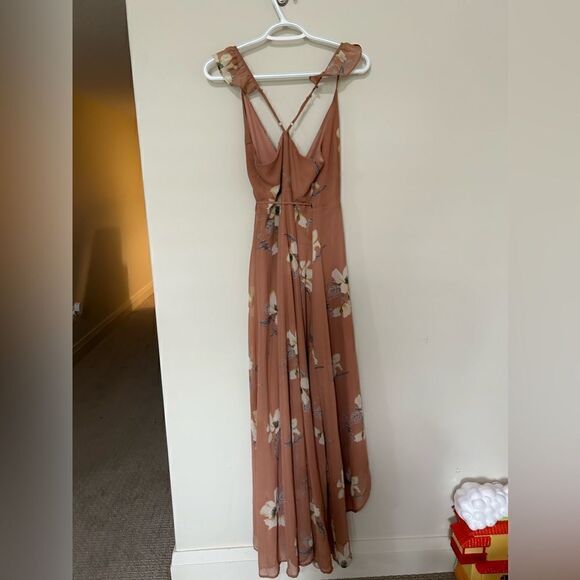 Lulu's Dress All Mine Rusty Rose Pink Floral Print High-Low Wrap Maxi - Picture 11 of 14